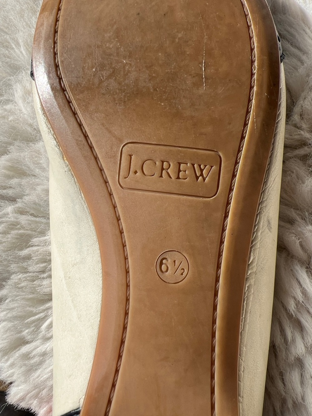 J. Crew Two-Tone Black and Cream Wingtip Ballet Flats - Picture 9 of 9